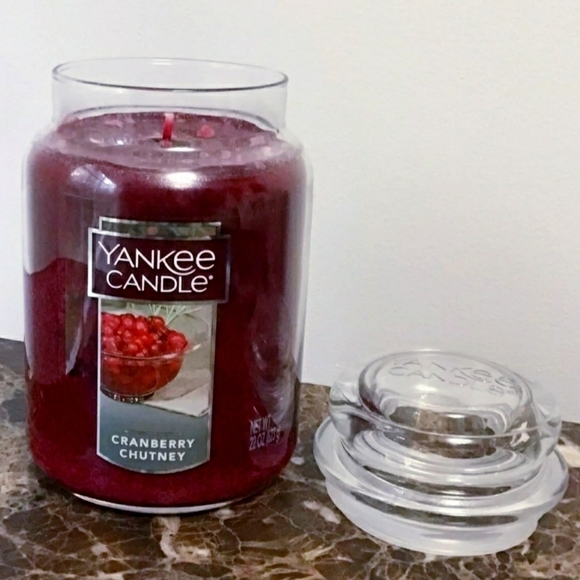 NEW Yankee Candle w/ Lid Cranberry Chutney Scented 22 oz Fall Holiday Red Large - Picture 2 of 5